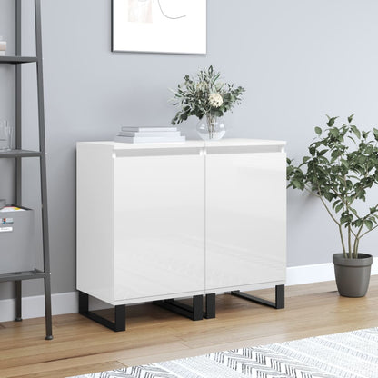 Kommode Høyglans Hvit 2 stk 40x35x70 cm