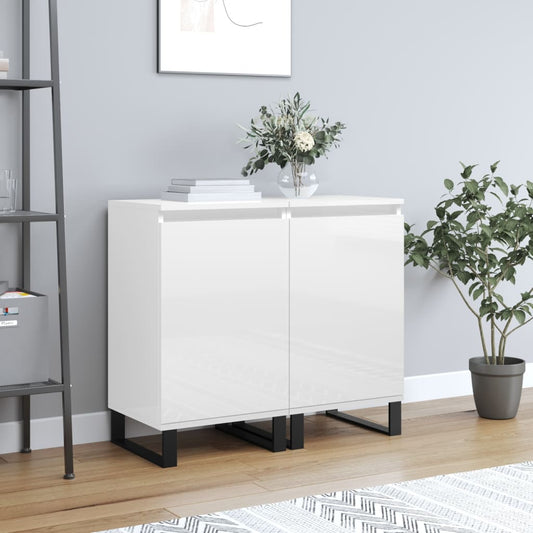 Kommode Høyglans Hvit 2 stk 40x35x70 cm
