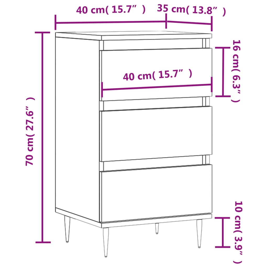 Skjenk røkt eik 40x35x70 cm konstruert tre