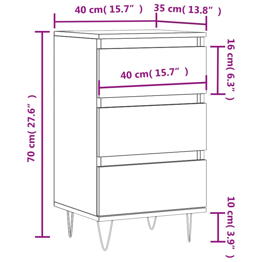Kommode Svart 40x35x70 cm