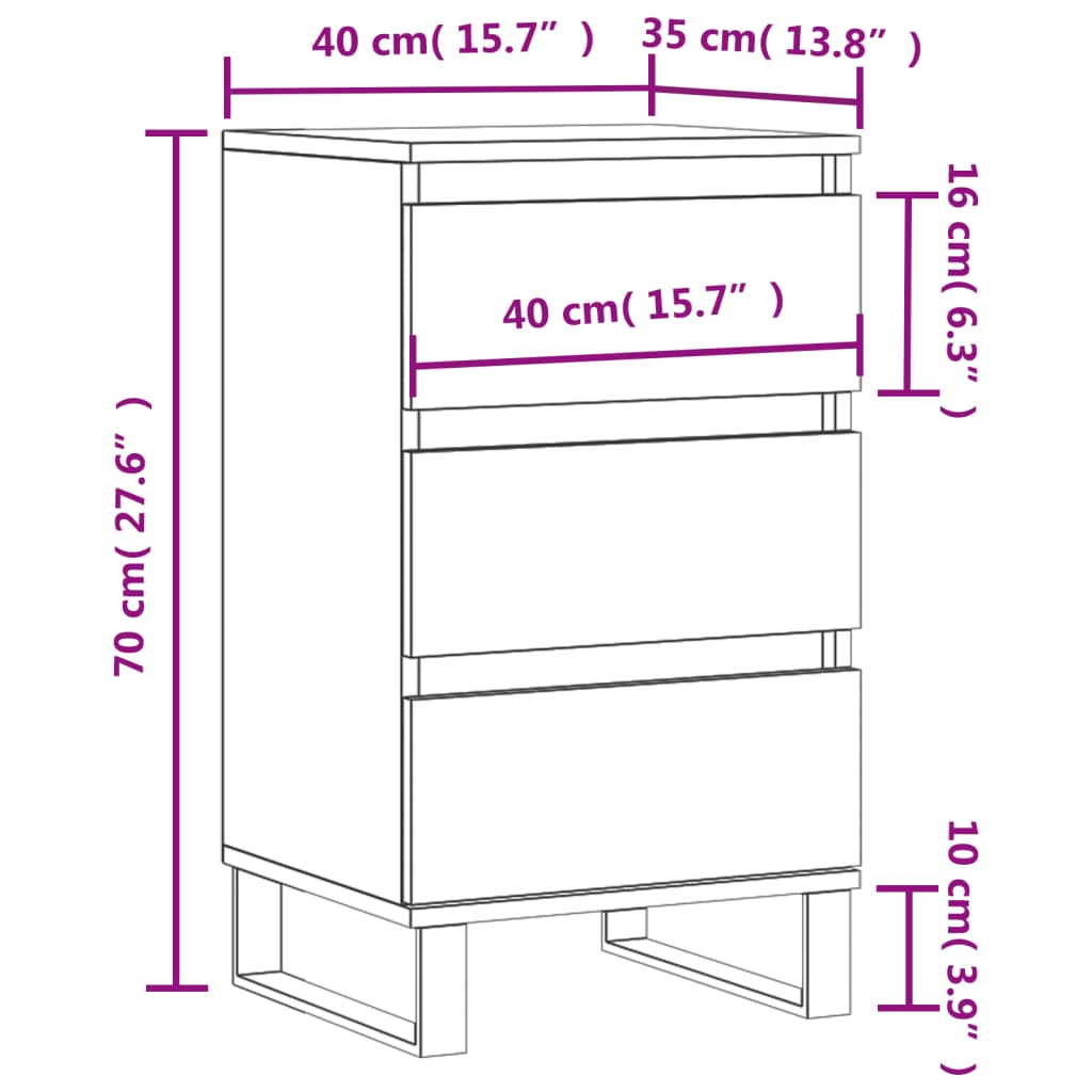 Skjenk sonoma eik 40x35x70 cm konstruert tre