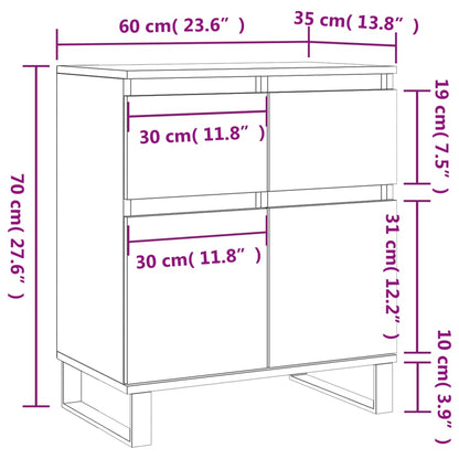 Kommode Hvit 60x35x70 cm