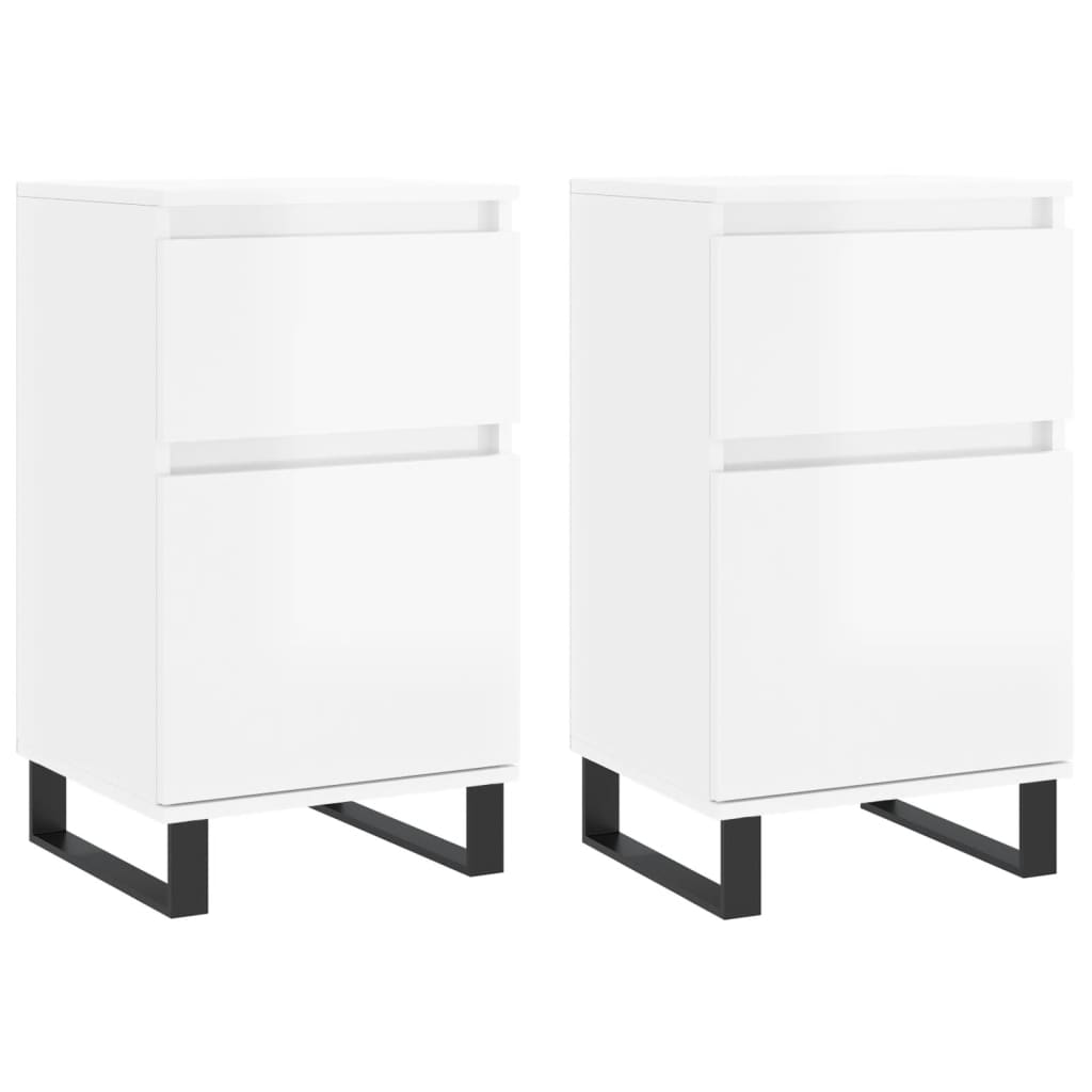 Kommode Høyglans Hvit 2 stk 40x35x70 cm