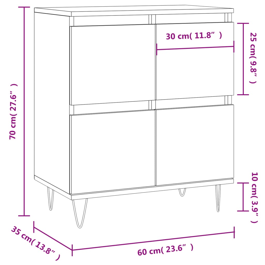 Skjenk betonggrå 60x35x70 cm konstruert tre