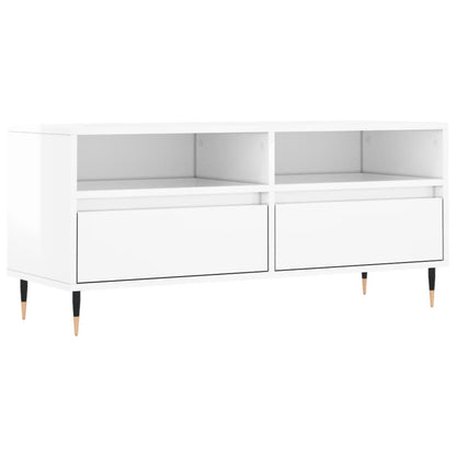 TV-Møbel Høyglans Hvit TV-benk 100x34,5x44,5 cm