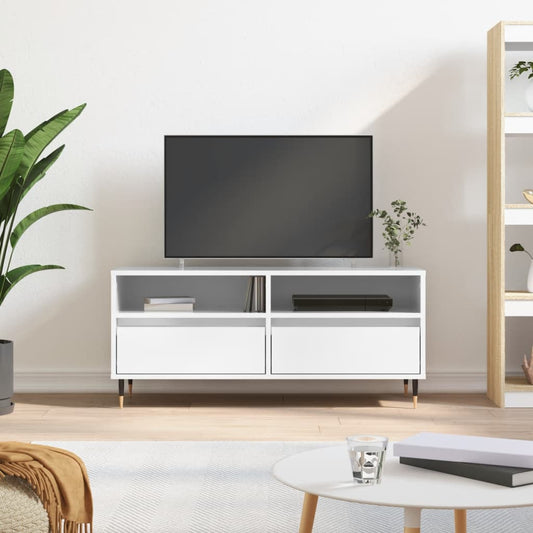 TV-Møbel Høyglans Hvit Tv-benk 100x34,5x44,5 cm