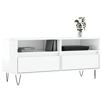 TV-Møbel Høyglans Hvit TV-benk 100x34,5x44,5 cm