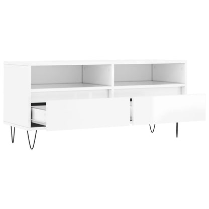 TV-Møbel Høyglans Hvit TV-benk 100x34,5x44,5 cm