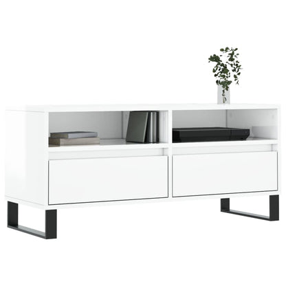 TV-Møbel Høyglans Hvit TV-benk 100x34,5x44,5 cm