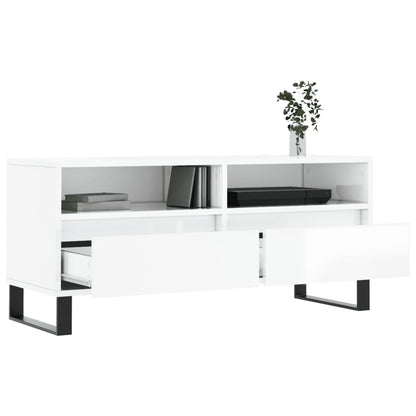 TV-Møbel Høyglans Hvit TV-benk 100x34,5x44,5 cm