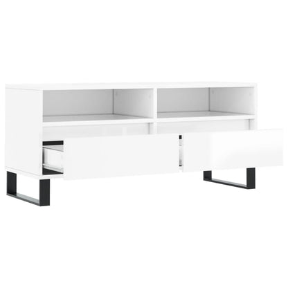 TV-Møbel Høyglans Hvit TV-benk 100x34,5x44,5 cm