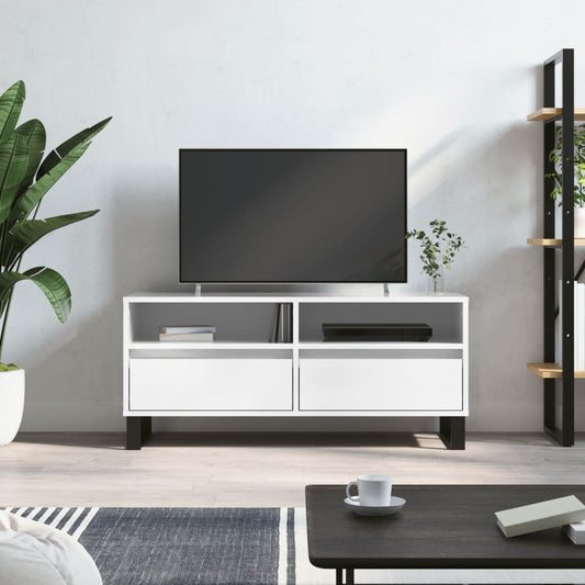 TV-Møbel Høyglans Hvit Tv-benk 100x34,5x44,5 cm