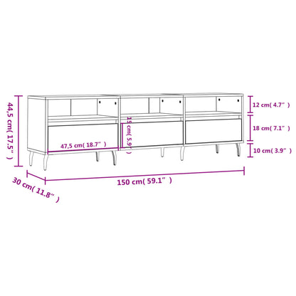 TV-Møbel Høyglans Hvit TV-benk 150x30x44,5 cm