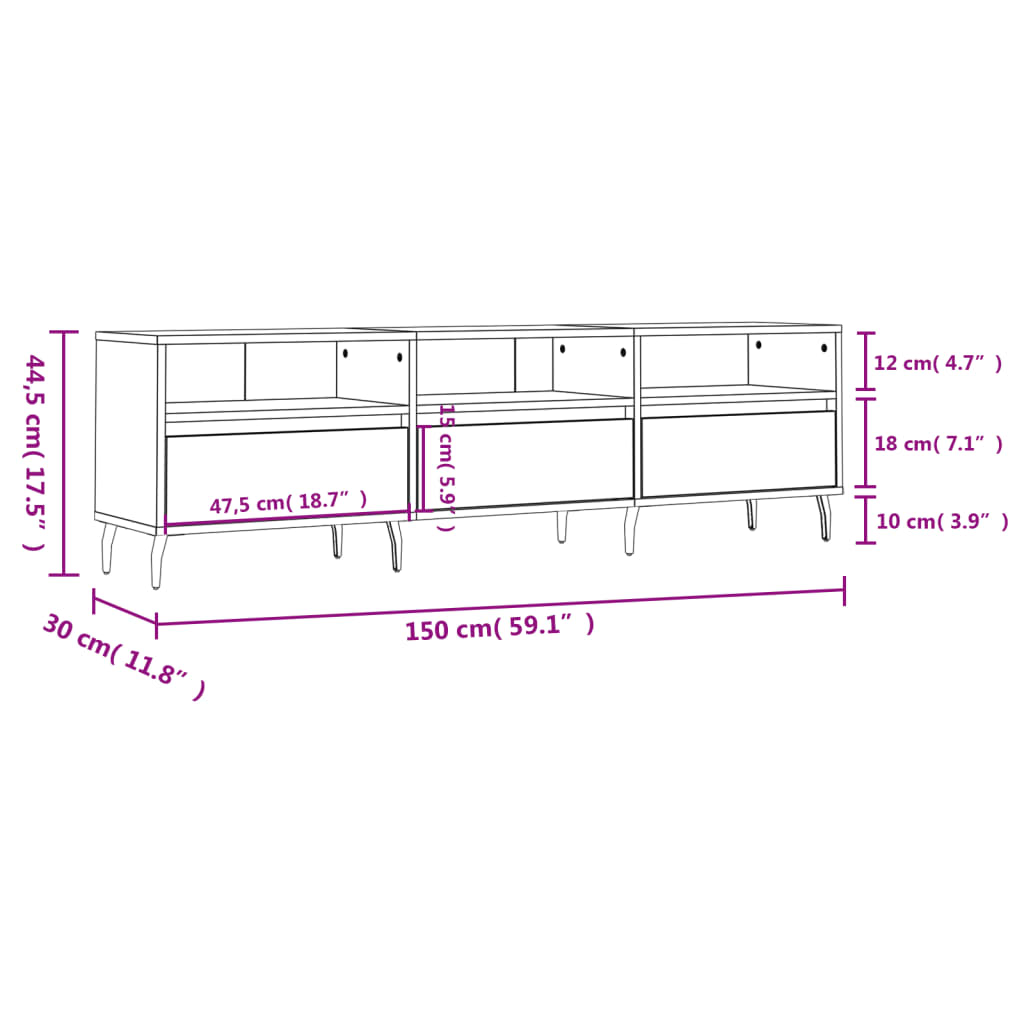 TV-Møbel Røkt Eik TV-benk 150x30x44,5 cm