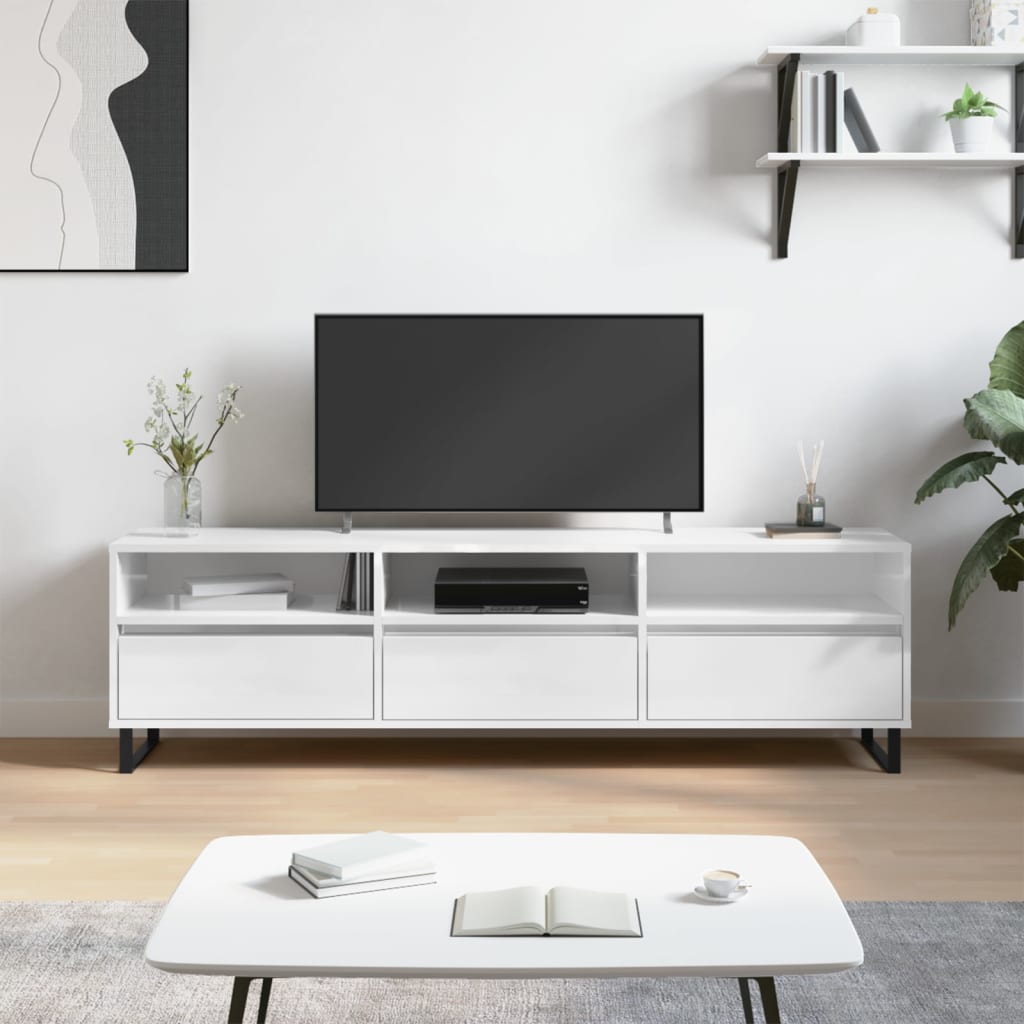 TV-Møbel Høyglans Hvit TV-benk 150x30x44,5 cm