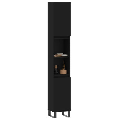 Baderomsskap Svart 30x30x190 cm