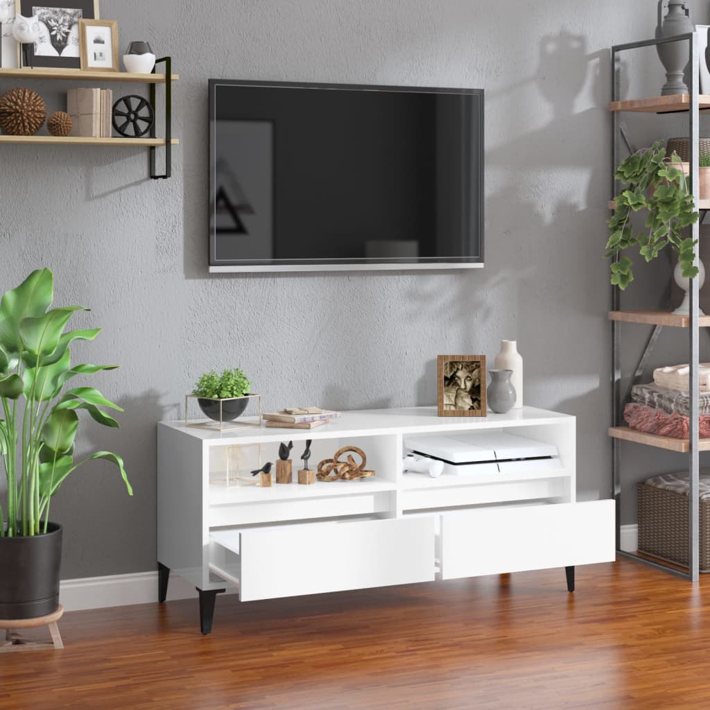 TV-Møbel Høyglans Hvit TV-benk 100x34,5x44,5 cm