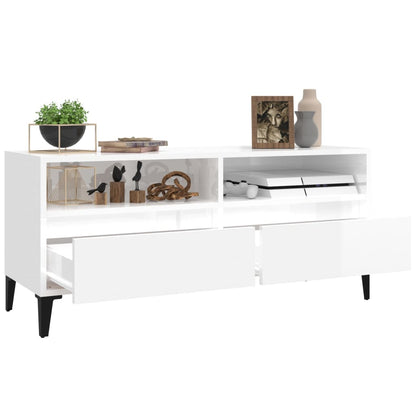 TV-Møbel Høyglans Hvit TV-benk 100x34,5x44,5 cm