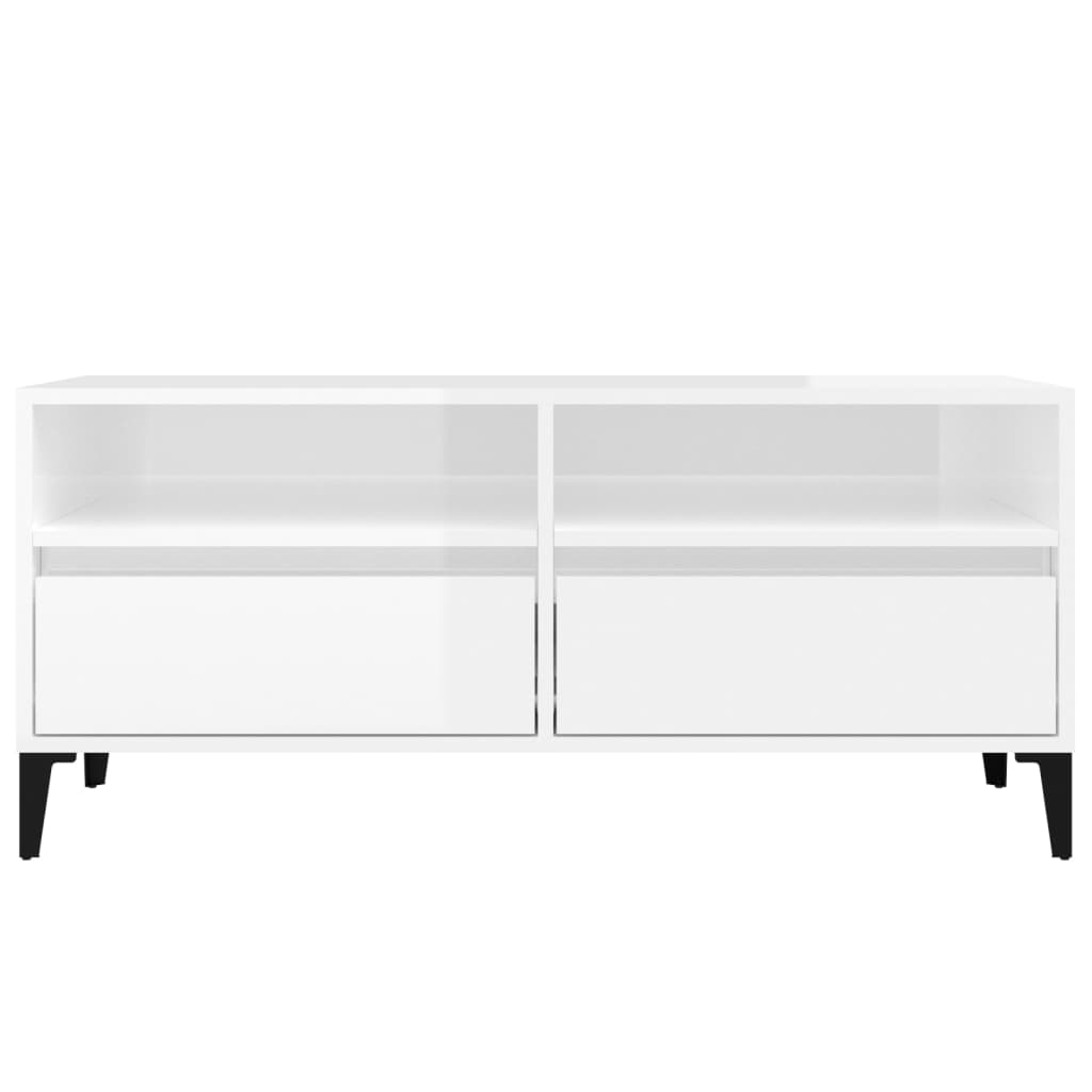 TV-Møbel Høyglans Hvit TV-benk 100x34,5x44,5 cm