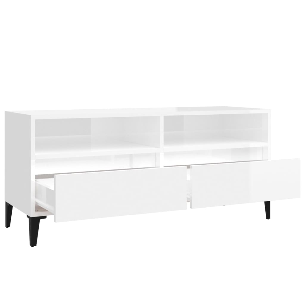 TV-Møbel Høyglans Hvit TV-benk 100x34,5x44,5 cm