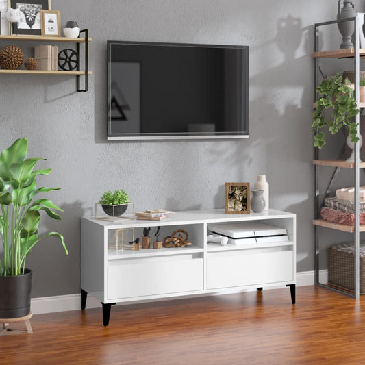 TV-Møbel Høyglans Hvit TV-benk 100x34,5x44,5 cm