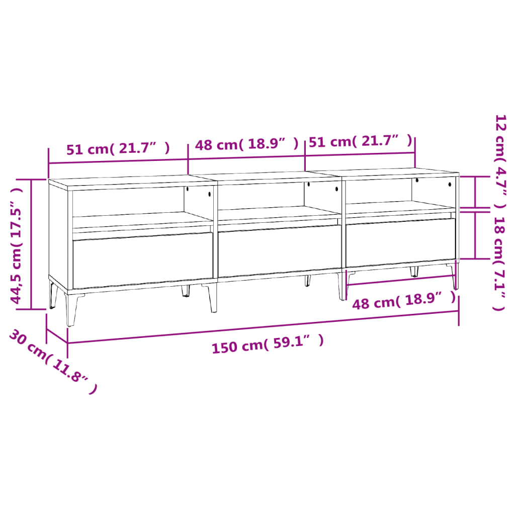 TV-Møbel Røkt Eik TV-benk 150x30x44,5 cm