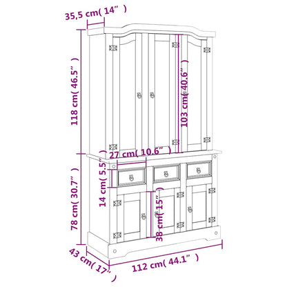Skap Tre Brun Corona 112x43x196 cm heltre meksikansk furu