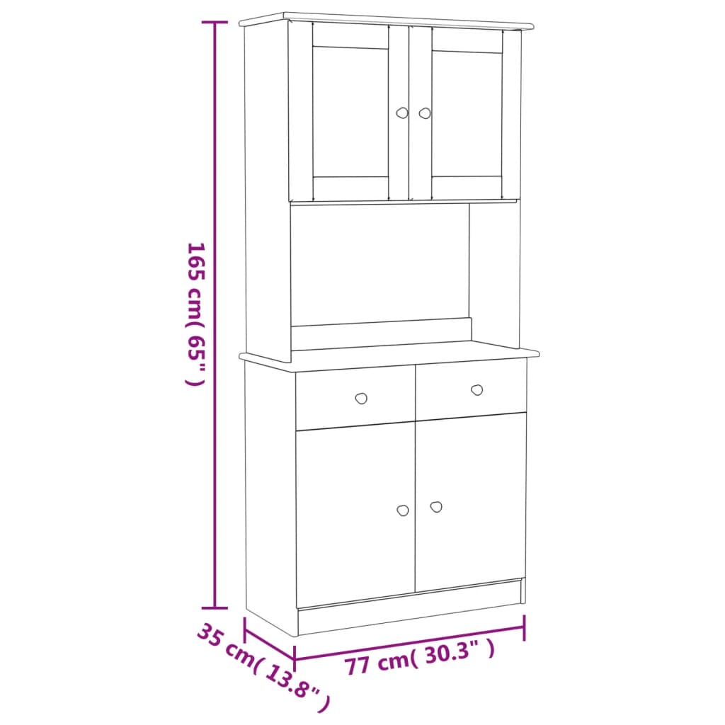 Skap hvit ALTA 77x35x165 cm heltre furu