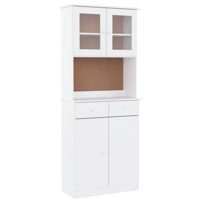 Vitrineskap Hvit ALTA 77x35x188 cm heltre furu