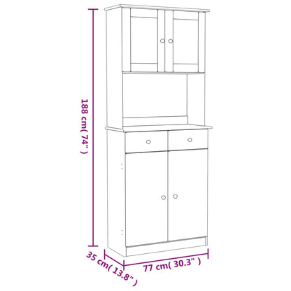 Vitrineskap Hvit ALTA 77x35x188 cm heltre furu