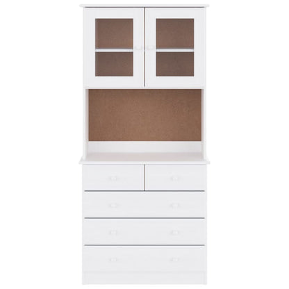 Vitrineskap ALTA Hvit 77x35x165 cm heltre furu