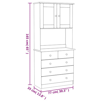 Vitrineskap ALTA Hvit 77x35x165 cm heltre furu