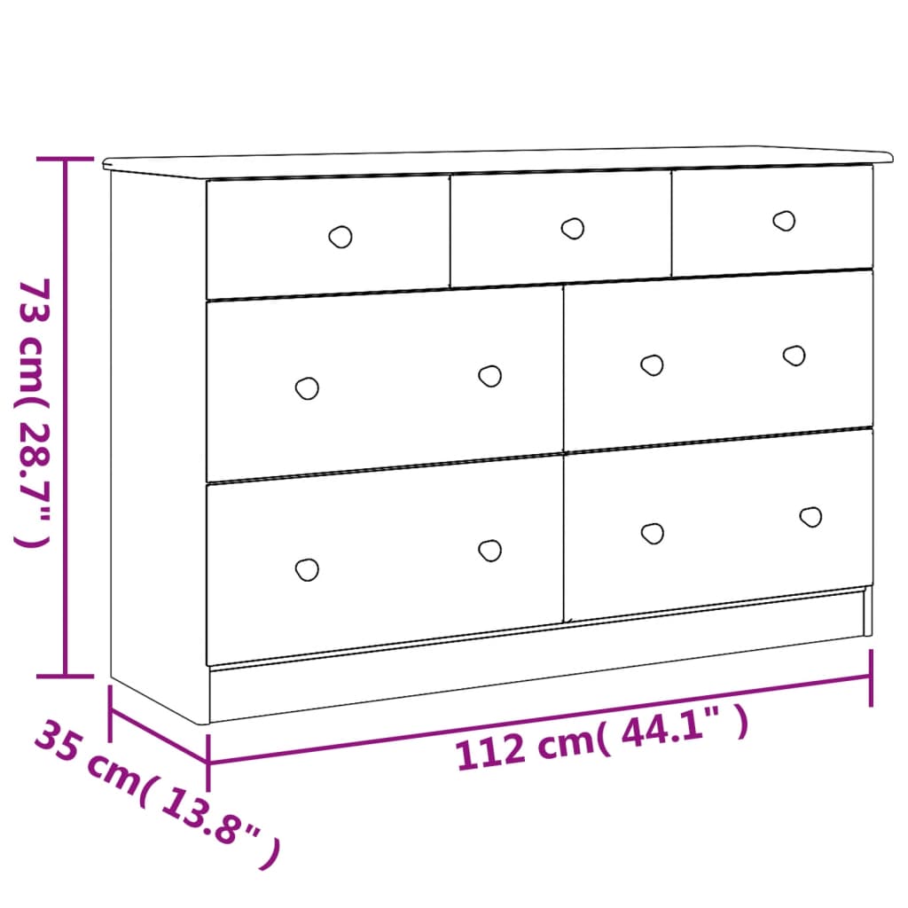 Kommode Tre heltre furu ALTA 112x35x73 cm