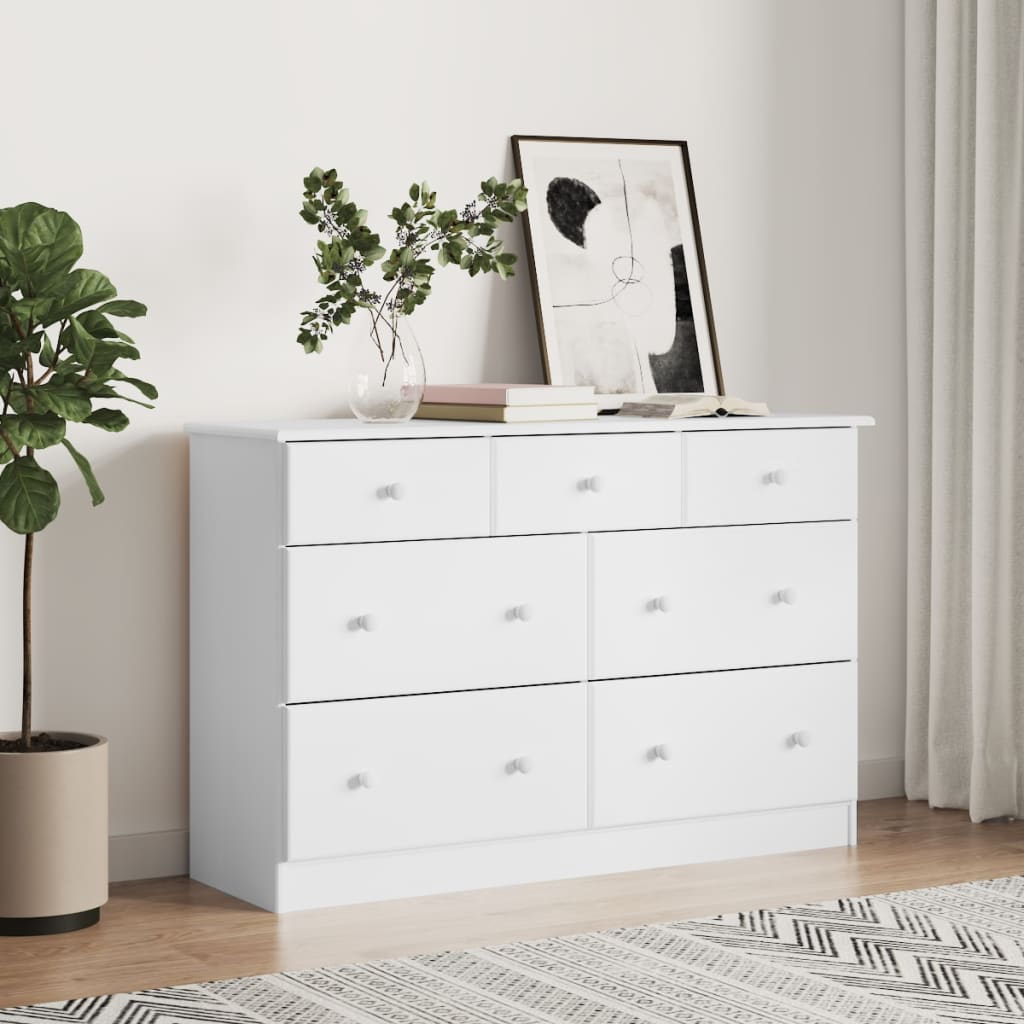 Kommode Hvit ALTA 112x35x73 cm heltre furu