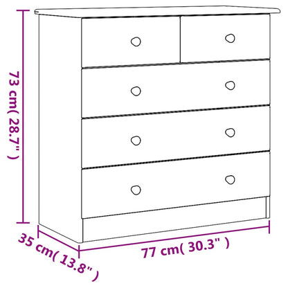 Kommode Hvit ALTA 77x35x73 cm heltre furu