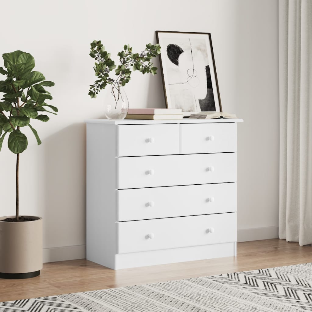Kommode Hvit ALTA 77x35x73 cm heltre furu