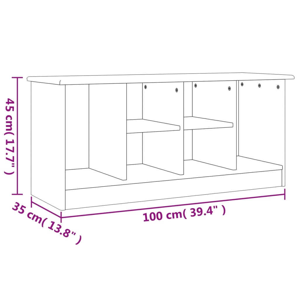 Skoskap Skohylle Skobenk Hvit Skobenk ALTA Hvit 100x35x45 cm heltre furu