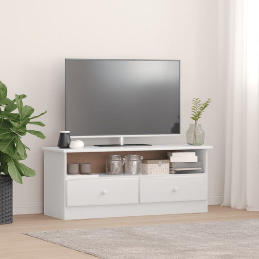 TV-Møbel Hvit TV-benk med skuffer ALTA 100x35x41 cm heltre furu