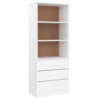 Bokhylle Hvit med skuffer ALTA 60x35x142 cm heltre furu