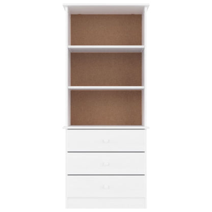Bokhylle Hvit med skuffer ALTA 60x35x142 cm heltre furu