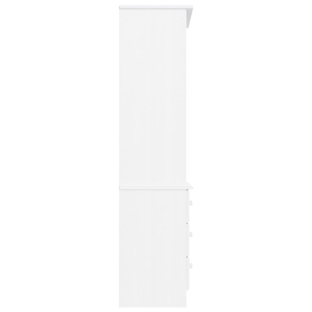 Bokhylle Hvit med skuffer ALTA 60x35x142 cm heltre furu