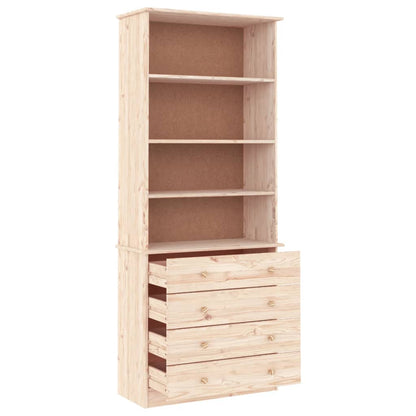 Bokhylle Tre med skuffer ALTA 77x35x186,5 cm heltre furu