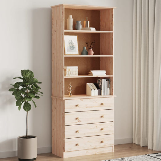 Bokhylle Tre med skuffer ALTA 77x35x186,5 cm heltre furu