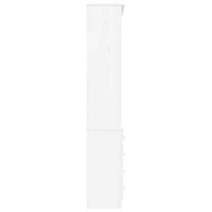 Bokhylle Hvit med skuffer ALTA 77x35x186,5 cm heltre furu