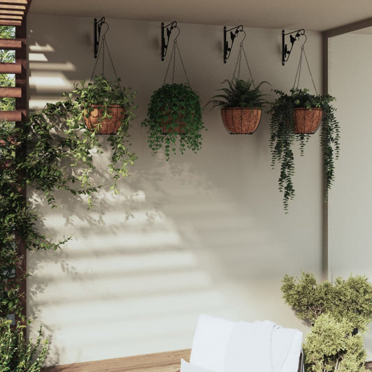 Blomsterpotte Hengekurvbraketter med plantepotter 4 stk svart stål