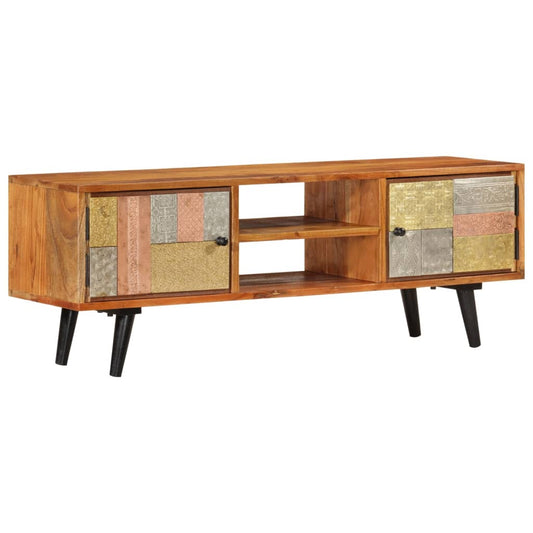 TV-Møbel Tre TV-benk heltre akasie med dører 112x30x40 cm metall