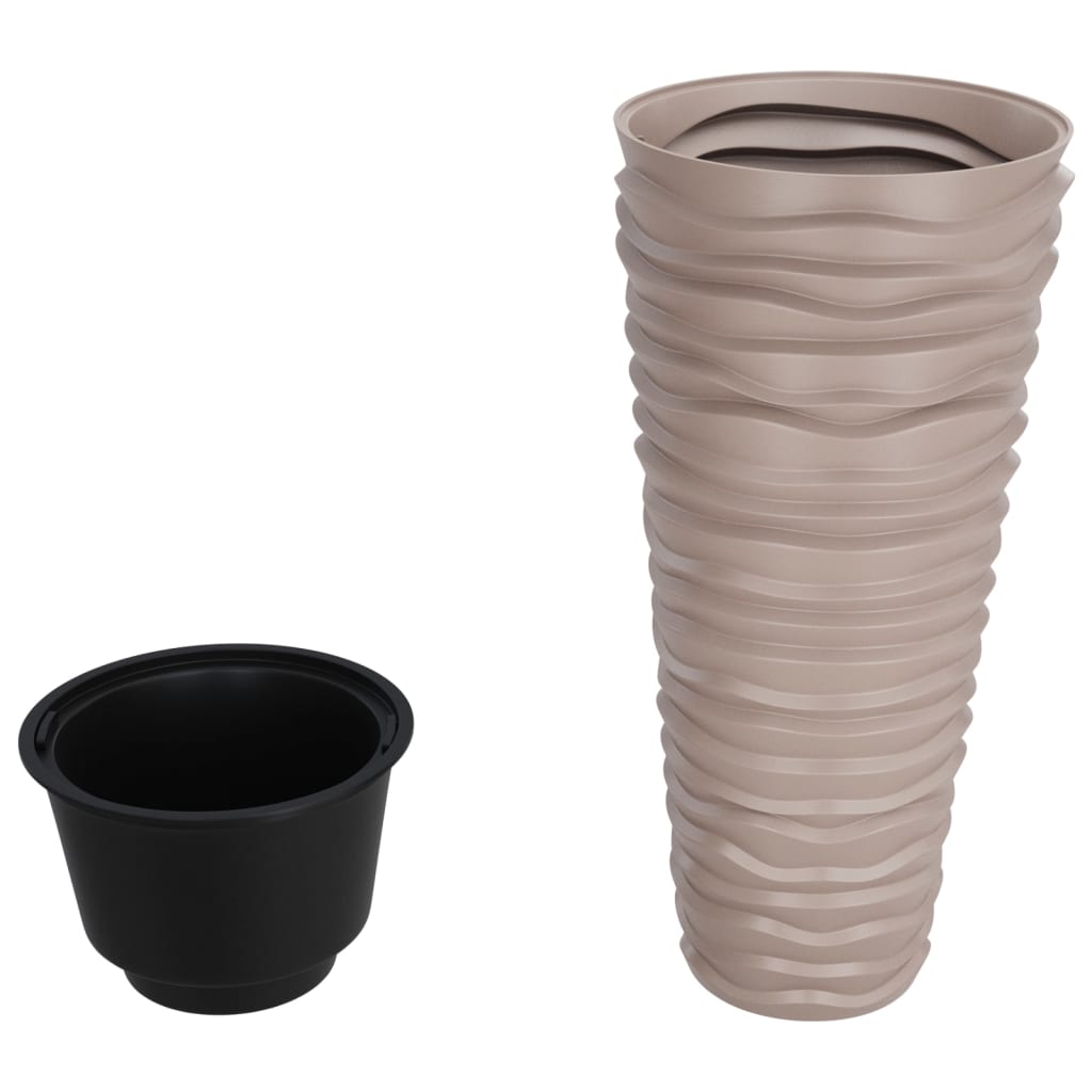 Plantekasse med avtakbar potte mocca 18 / 45 L PP rillet