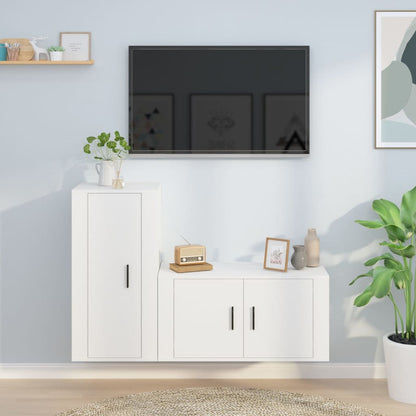 TV-Møbel Hvit TV-skap 2 deler
