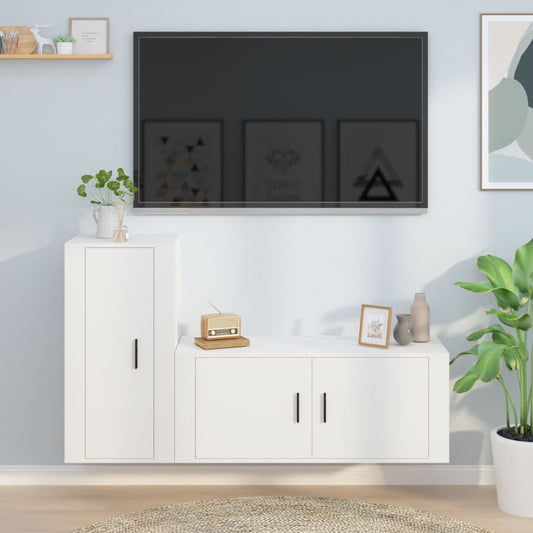 TV-Møbel Hvit TV-skap 2 deler