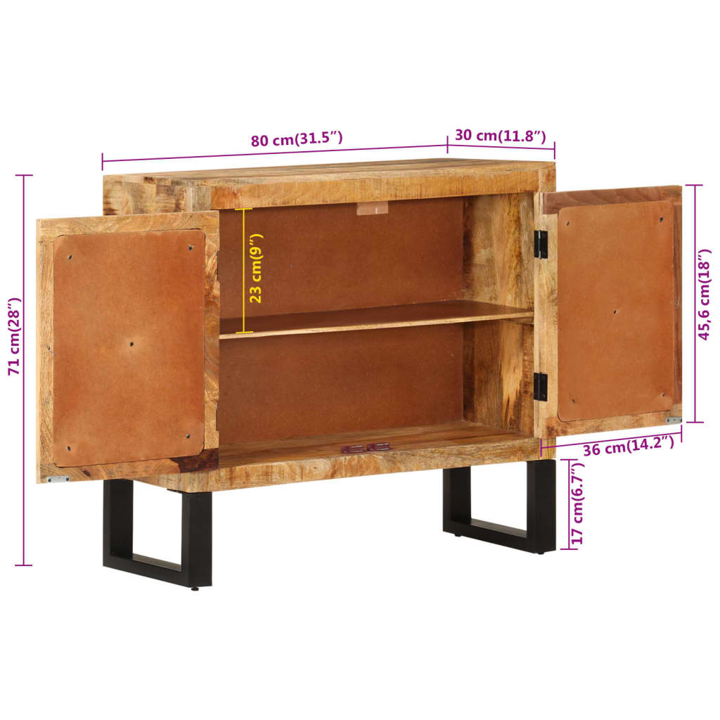 Skjenk Tre 80x30x71 cm grov heltre mango